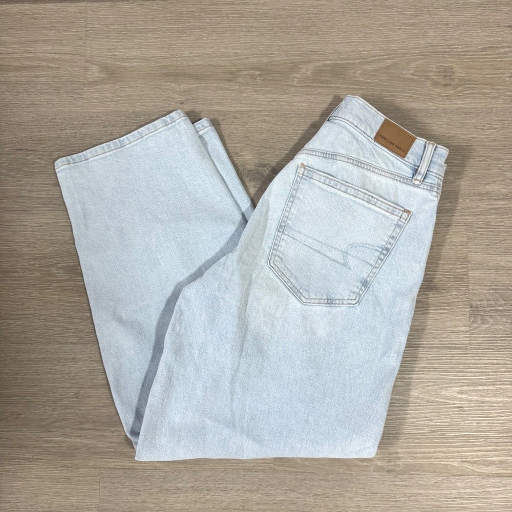 American‎ Eagle Jeans Womens 4 Light Blue Low Rise Baggy Barrel Leg Denim